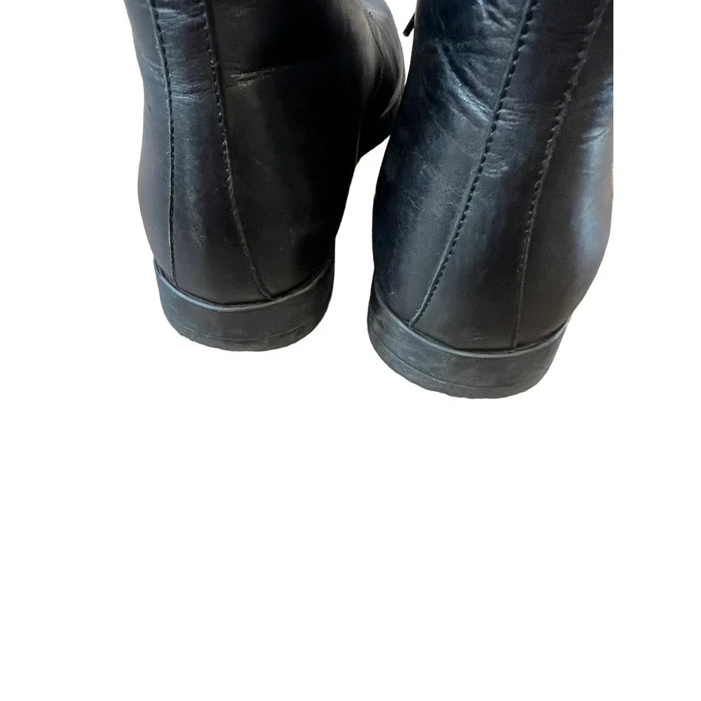 SALVATORE FERRAGAMO SACHIE BLACK LEATHER GANCINI CHUKKA BOOTS ANKLE LACE UP 7 EE